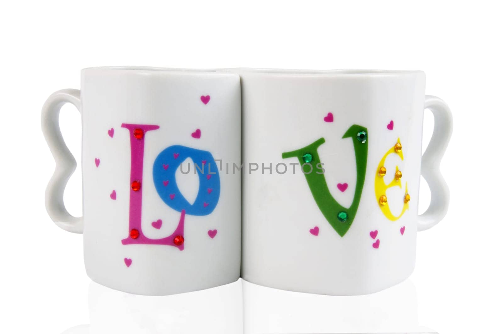 two love mugs in heart shape