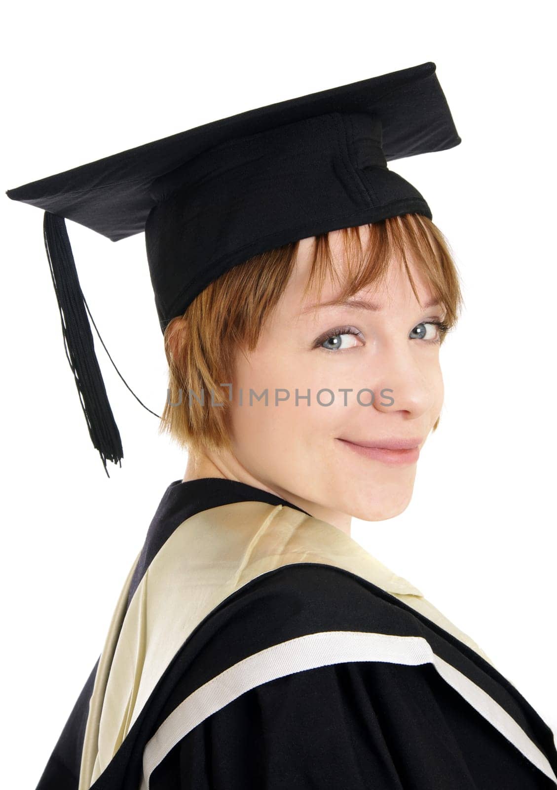 graduated girl with hat closeup