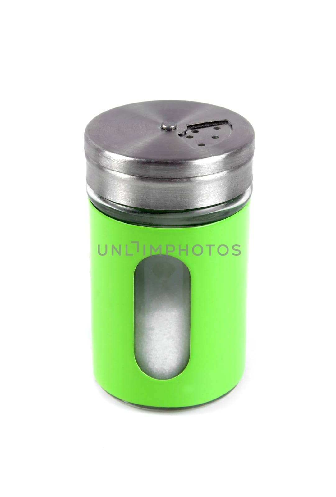 green salt container isolated on white