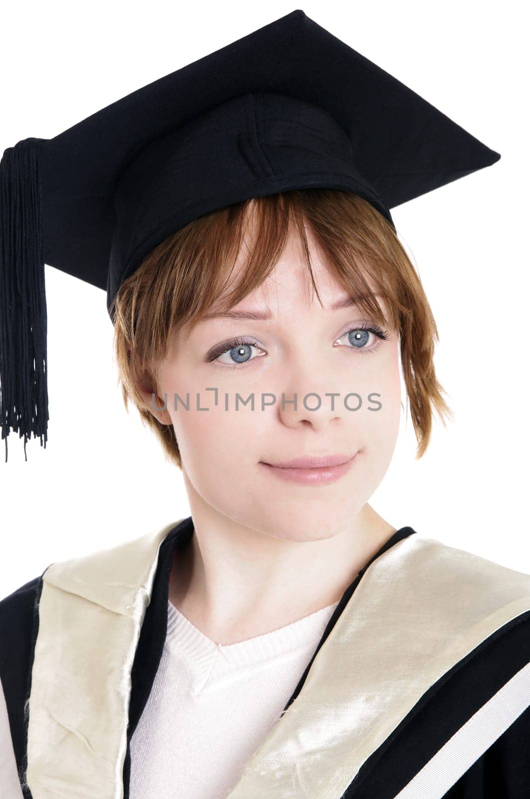 graduated girl with hat closeup