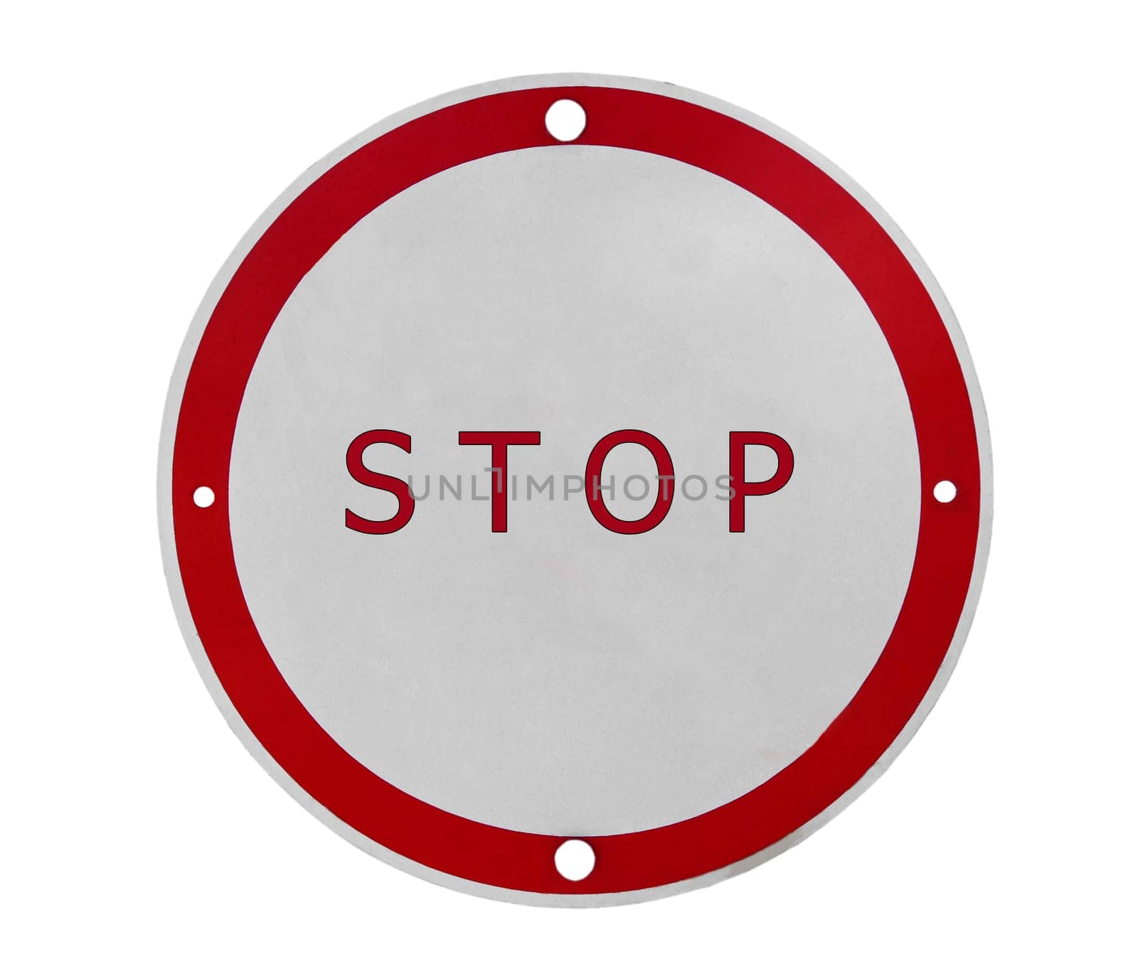 red stop road sign isolated on white