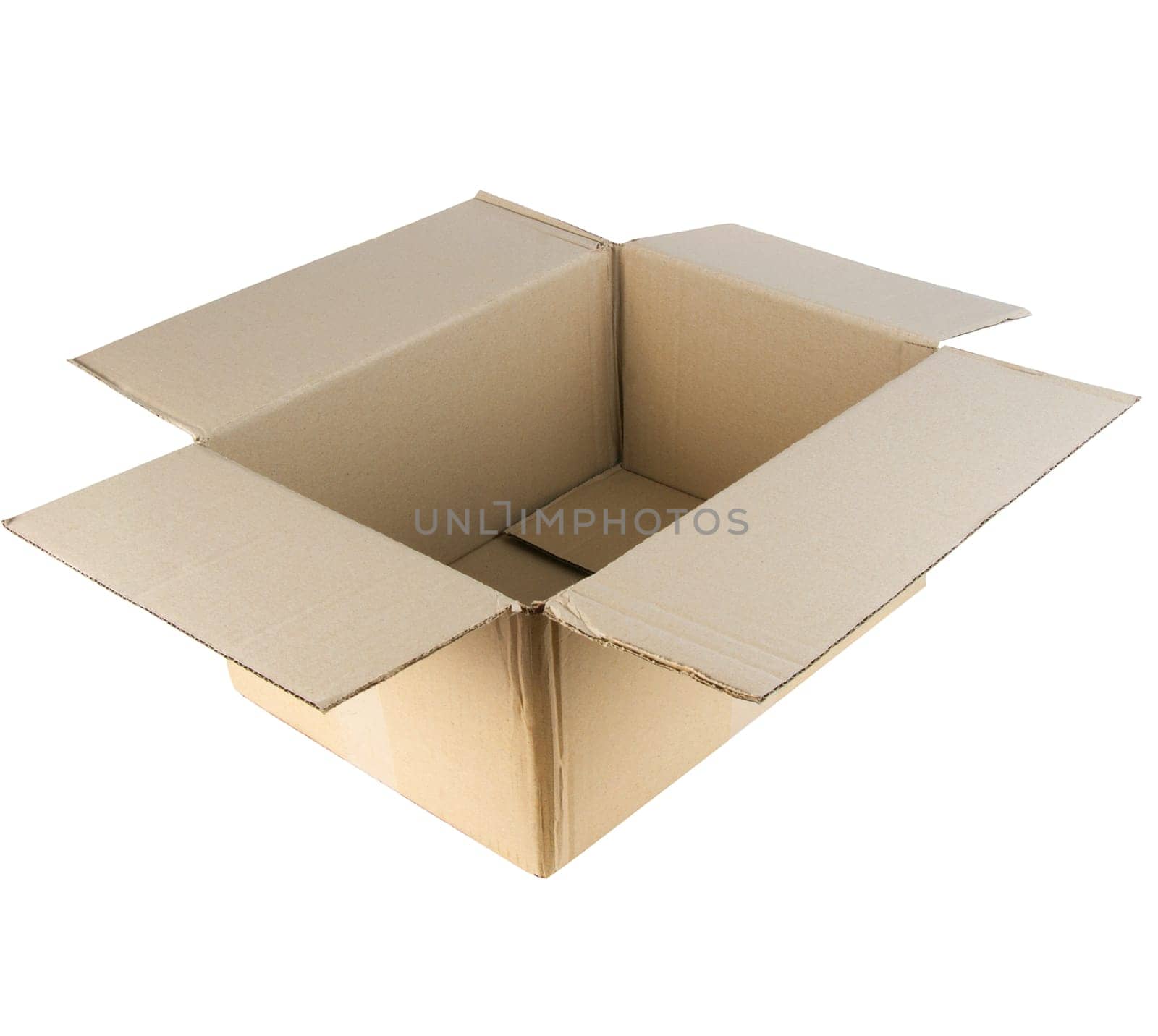 closeup of carton box over white