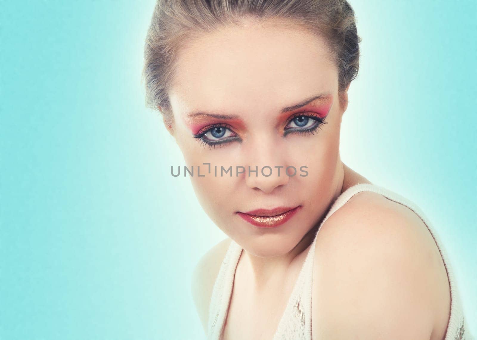 beautiful woman portrait on colorful background