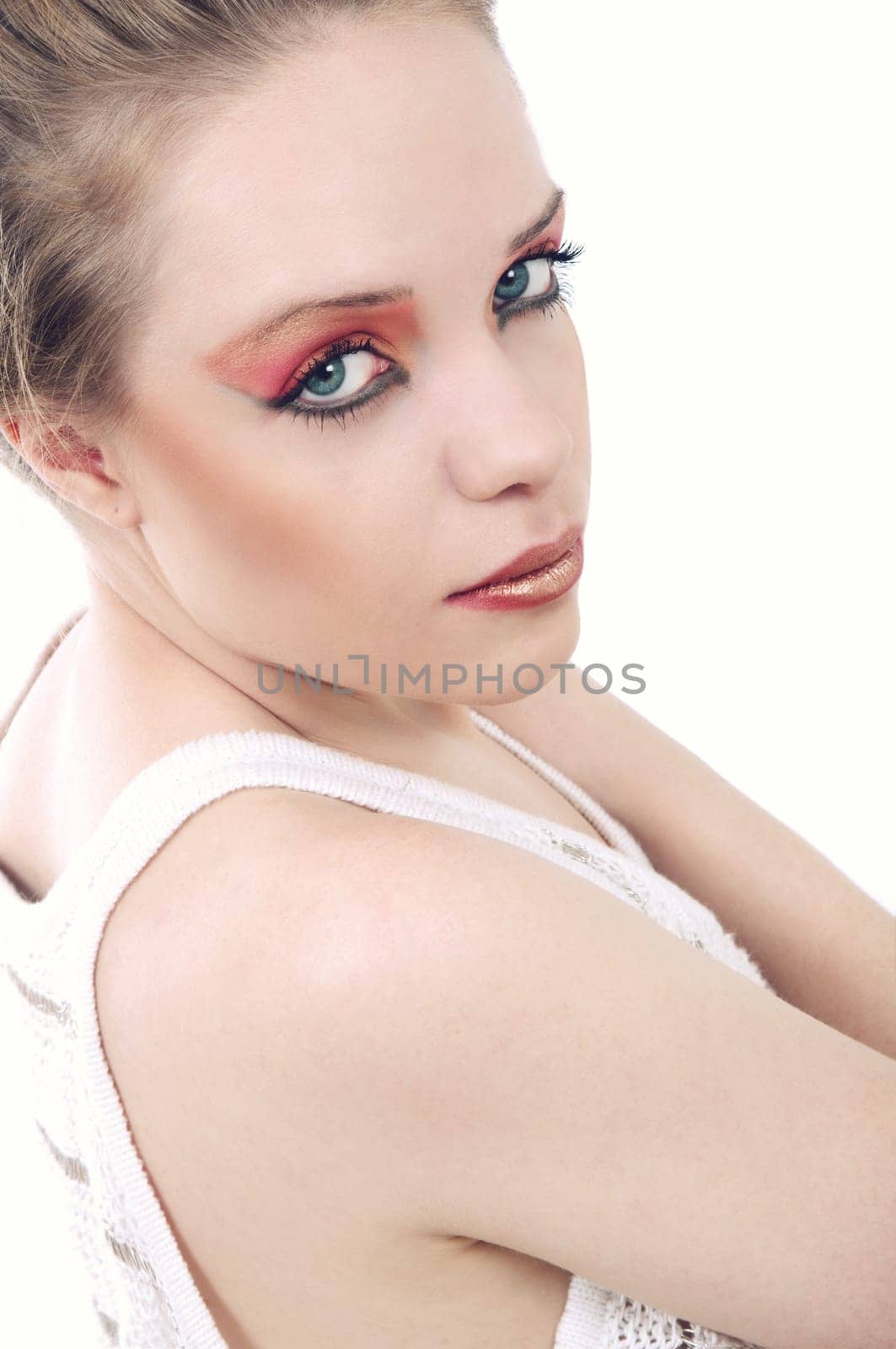 closeup of beautiful fashion woman portrait