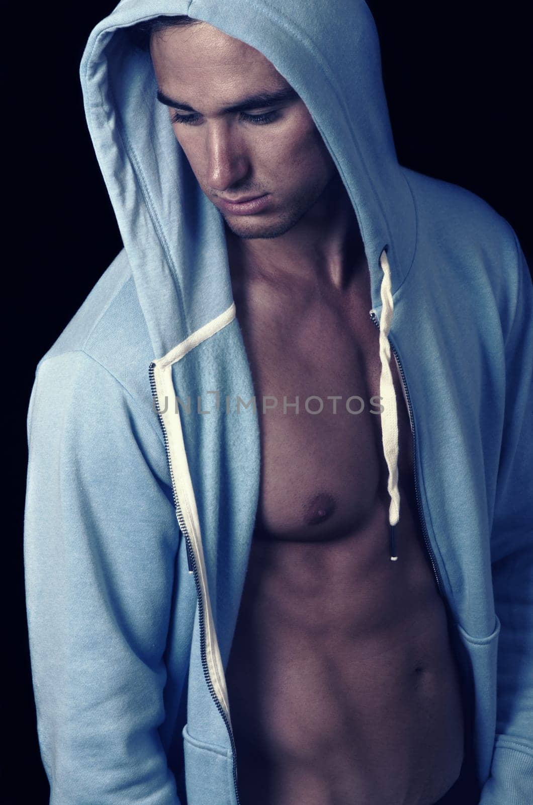 handsome strong man with the jacket