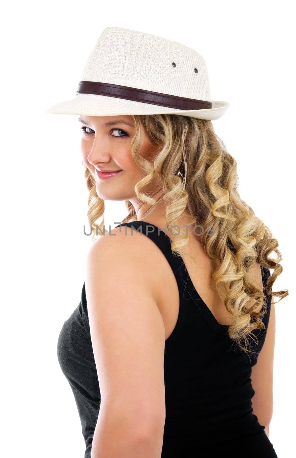 beautiful blond woman closeup portrait