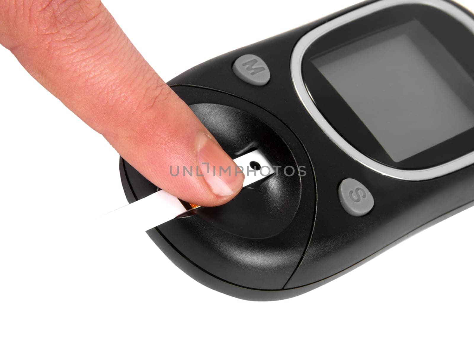 checking blood sugar glucose on tester