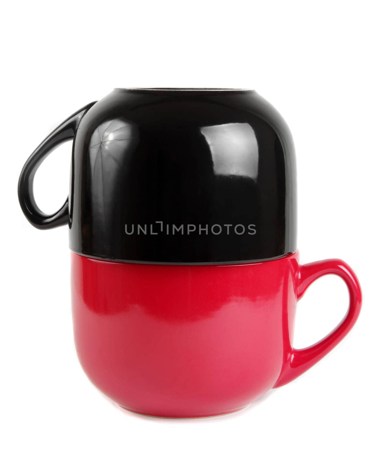 black and  red cups over white