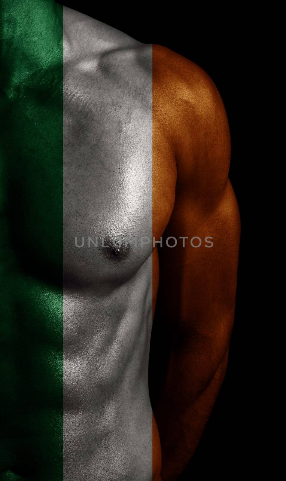 Ireland flag painted on body