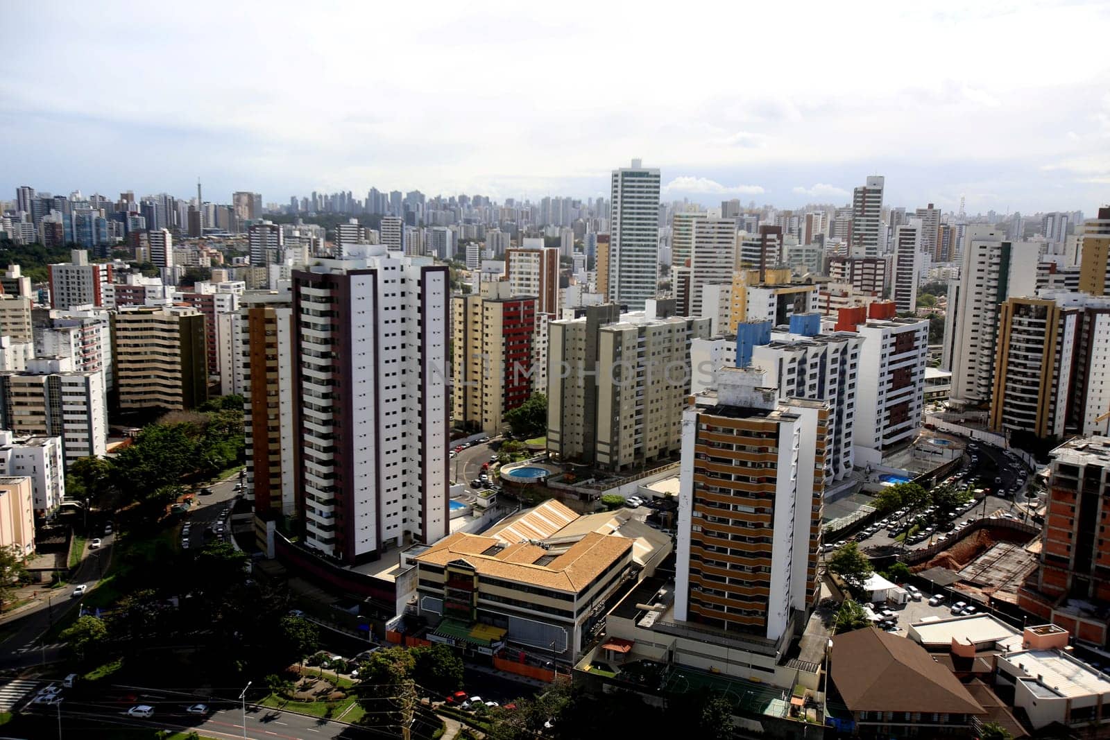 salvador, bahia / brazil - august 29, 2016: aerial view of residential buildings in the Pituba neighborhood in the city of Salvador.