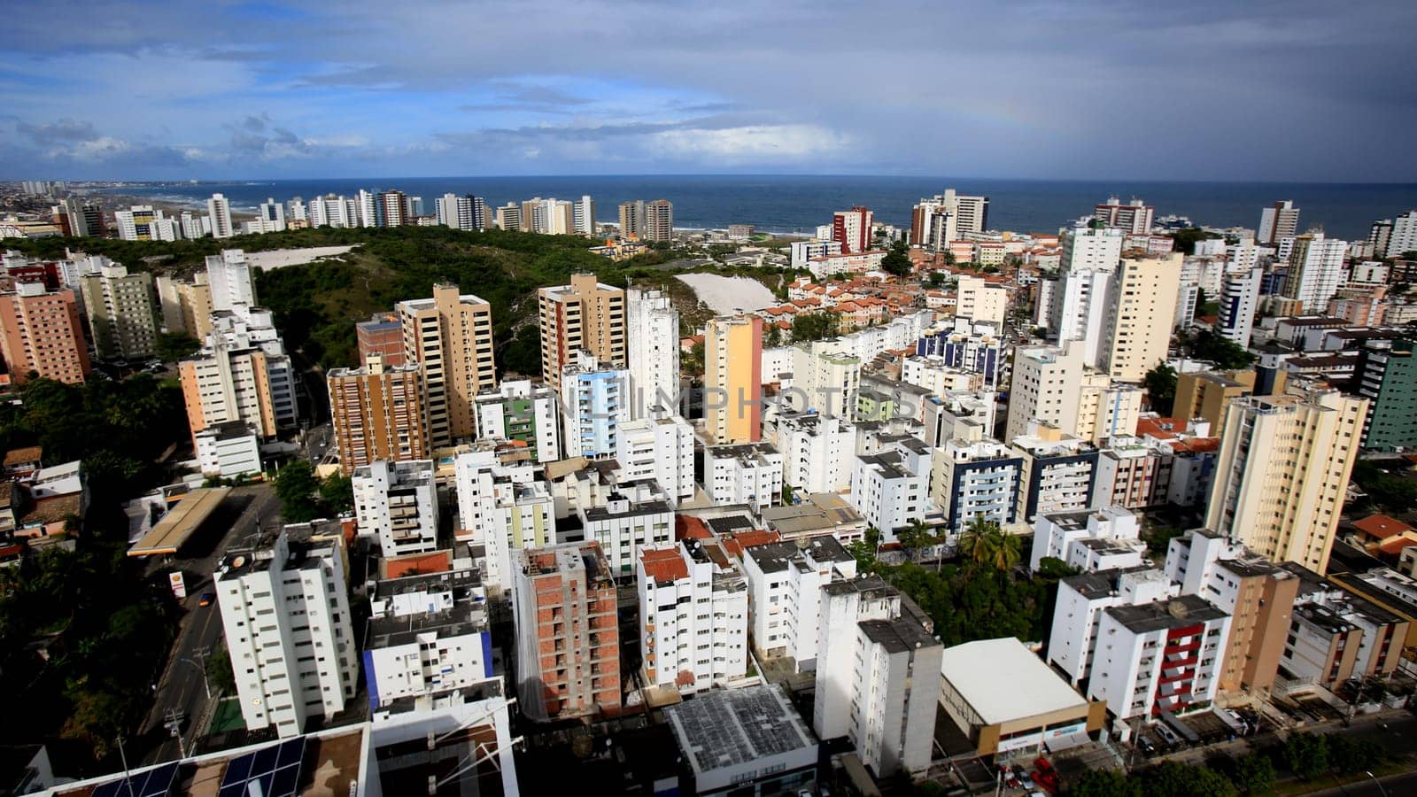 salvador, bahia / brazil - august 29, 2016: aerial view of the house and residential buildings in the Stiep neighborhood in the city of Salvador.