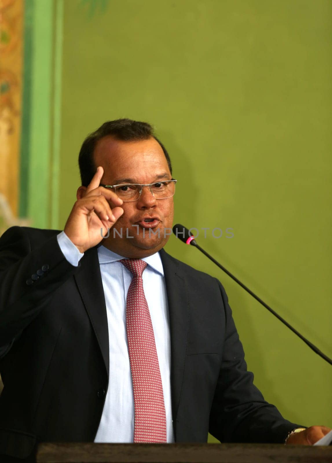 salvador, bahia / brazil - march 11, 2019: Geraldo Junior, president of the City Council of Salvador is seen during a speech at the Plenary Cosme de Farias.