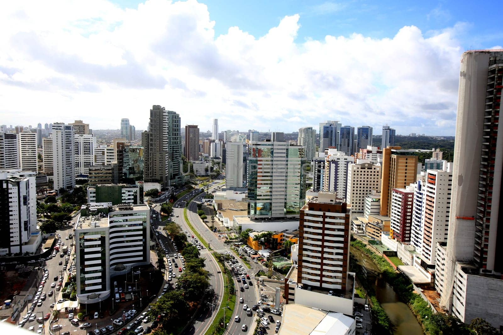 salvador, bahia / brazil - august 29, 2016: aerial view of residential buildings in the Pituba neighborhood in the city of Salvador.