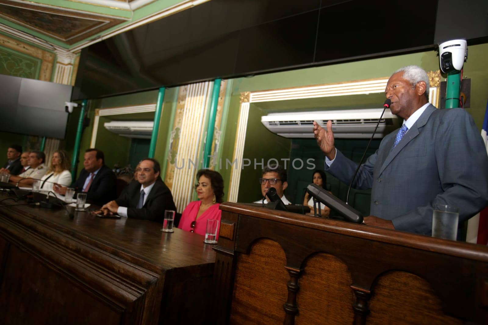salvador, bahia / brazil - march 11, 2019: Edvaldo Brito, councilor of the city of Salvador is seen during a speech at the Plenary Cosme de Farias....