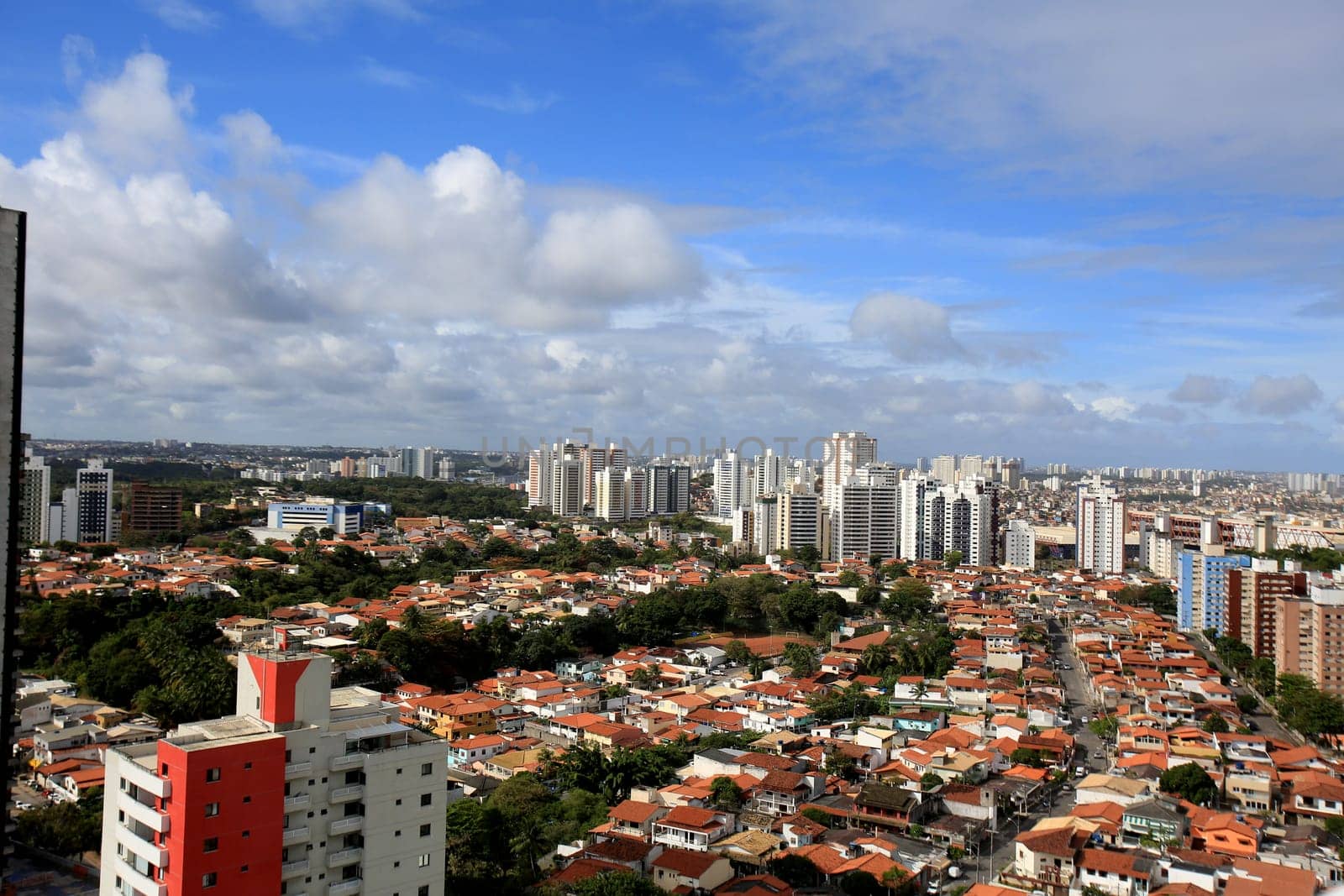 salvador, bahia / brazil - august 29, 2016: aerial view of the house and residential buildings in the Stiep neighborhood in the city of Salvador.