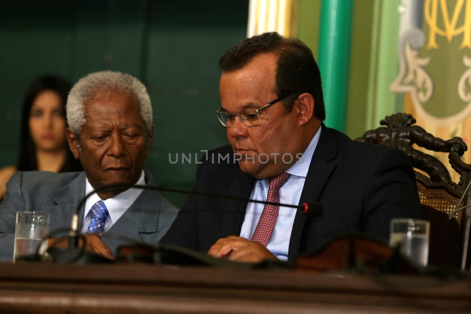 salvador, bahia / brazil - march 11, 2019: Geraldo Junior and Edvaldo Brito, City Councilors of Salvador are seen at the Plenario Cosme de Farias......