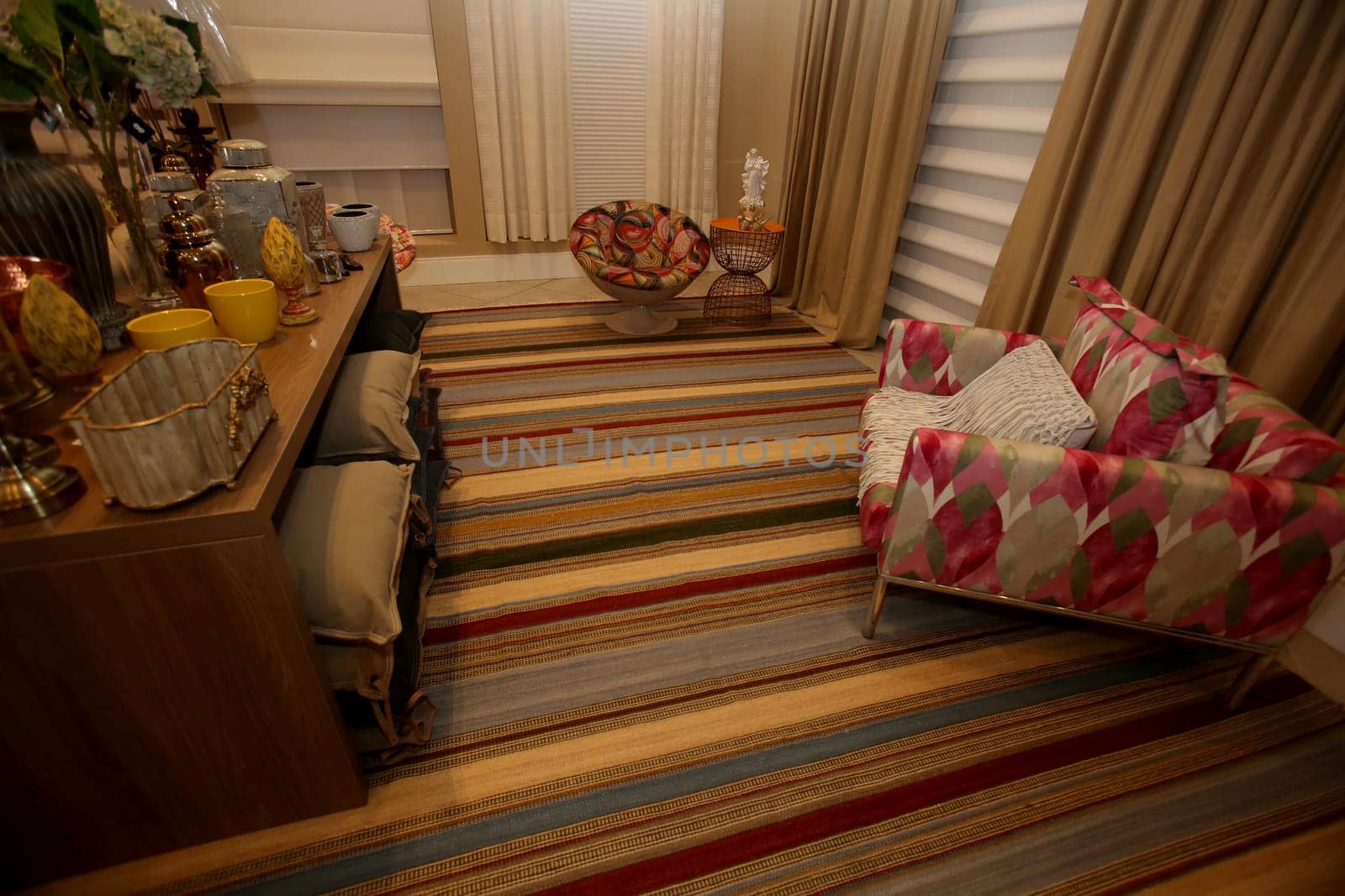 salvador, bahia / brazil - january 18, 2017: room decorated with carpet, sofa and armchair in a deco store in the city of Salvador.