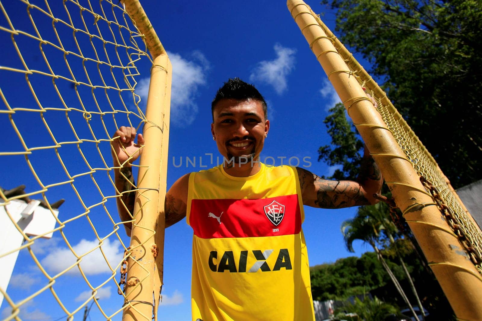 salvador, bahia / brazil - january 20, 2017: Kieza, forward of Esporte Clube Vitório is seen at the Manuel Barradas Training Center in the city of Salvador.