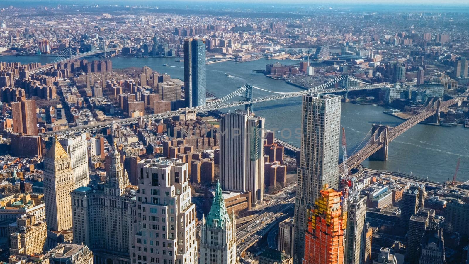 Wide angle aerial view over Manhattan New York - travel photography