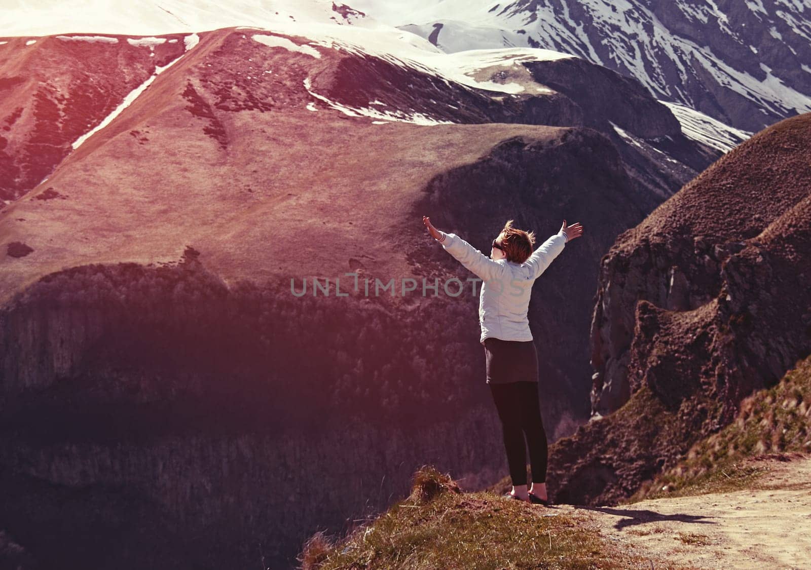 Girl outdoors in the georgian mountains