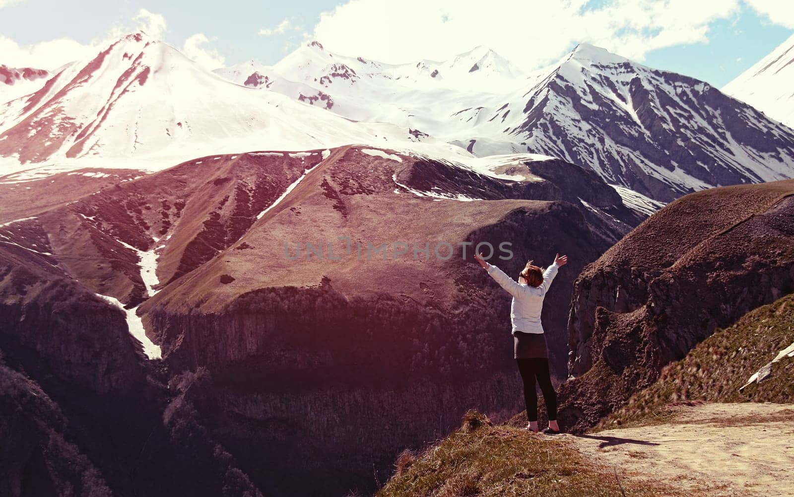 Girl outdoors in the georgian mountains