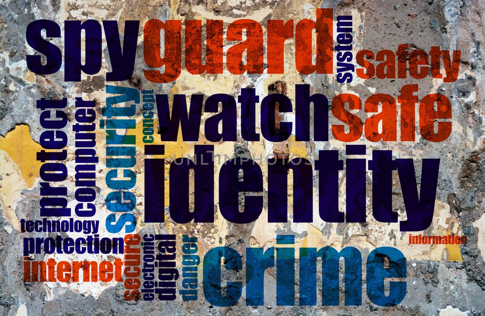 Web crime word cloud grunge concept