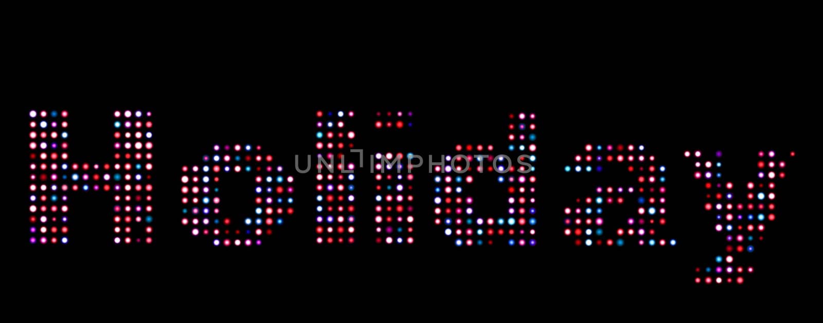 Holiday led text over black