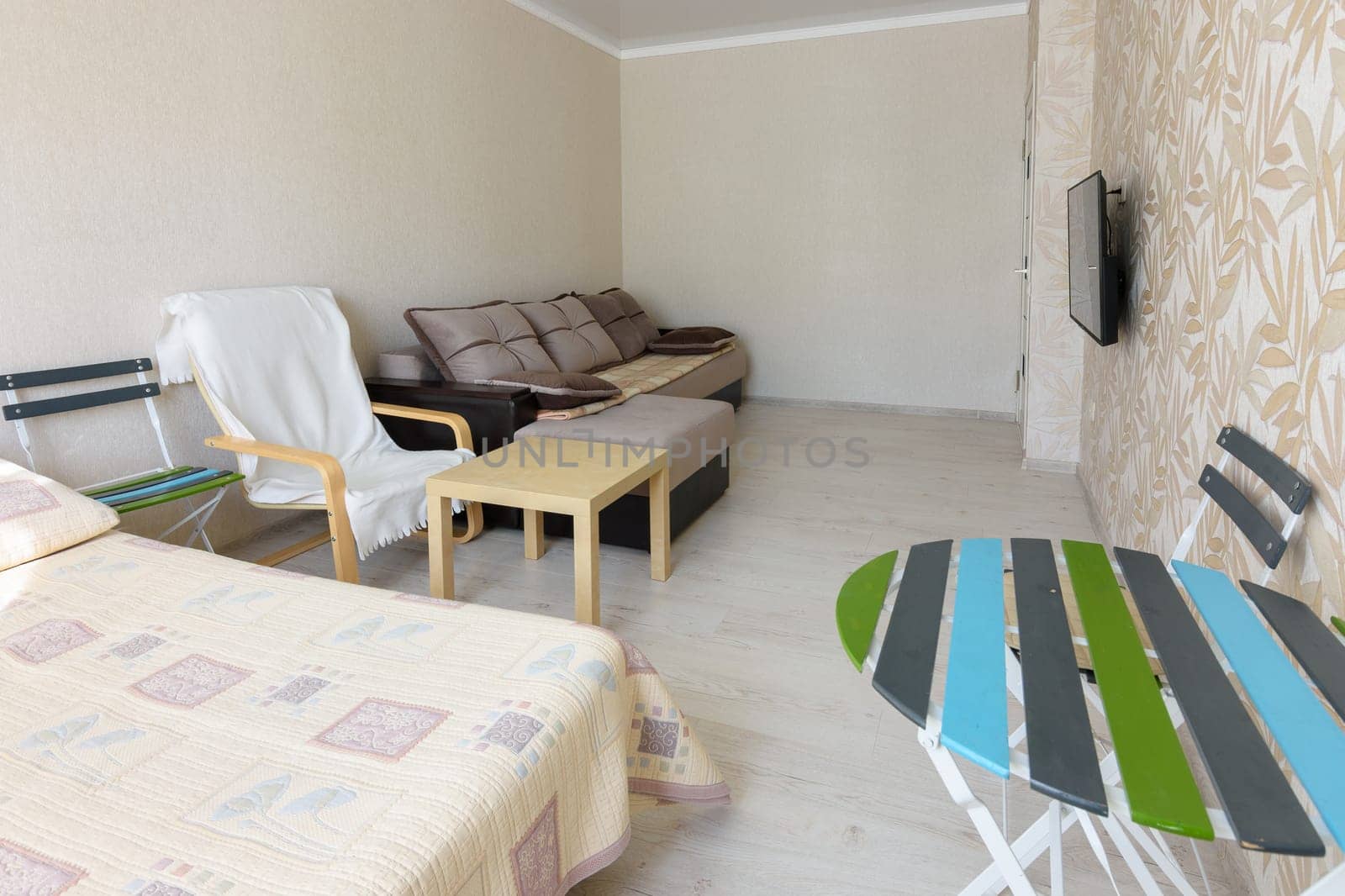 Interior room with furniture in a studio apartment