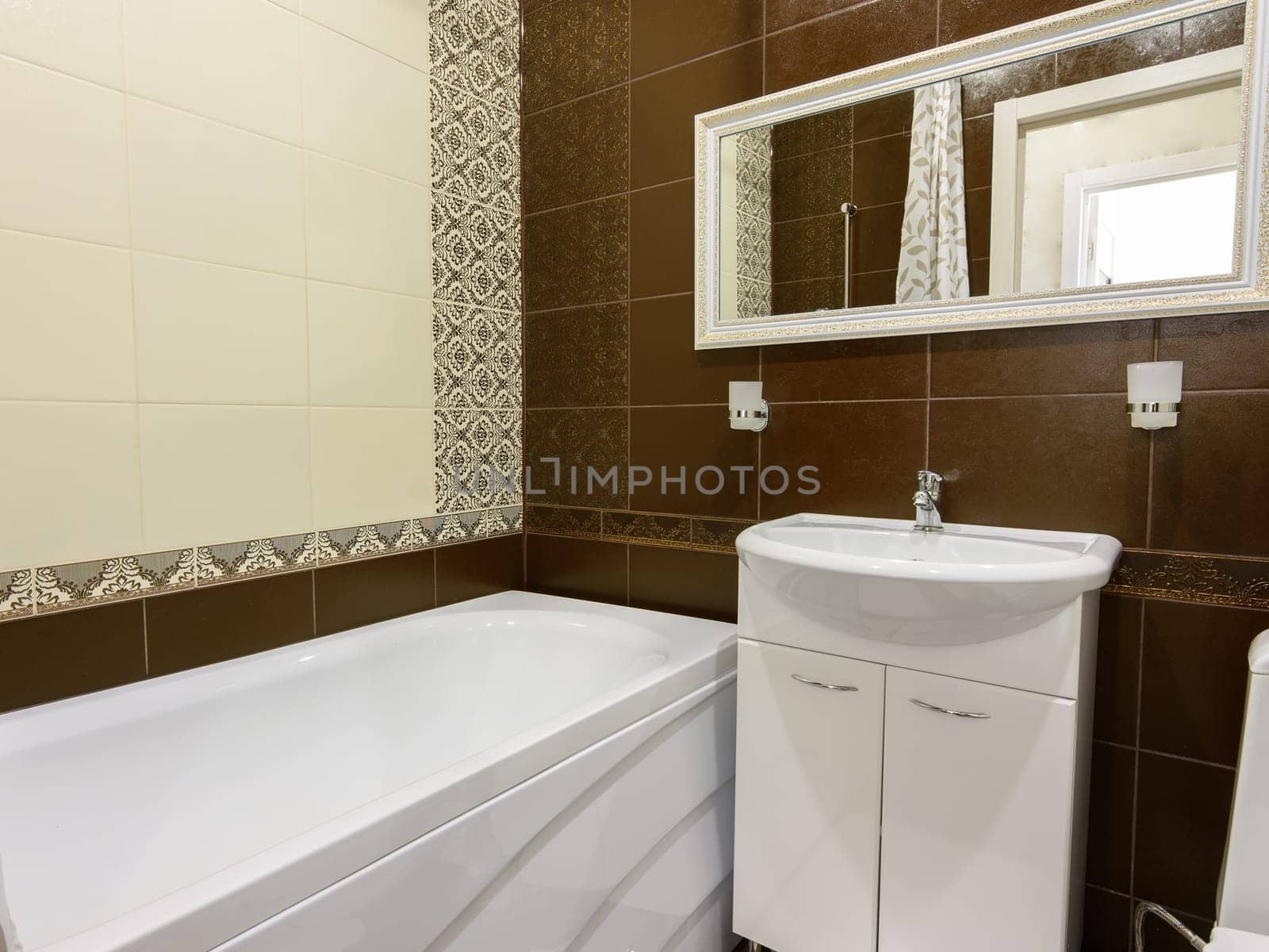 A fragment of the interior of a hotel room in the bathroom