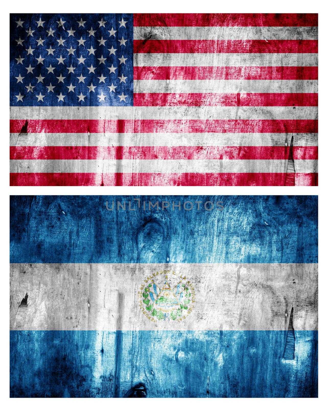 Two flags wooden textured. Relations