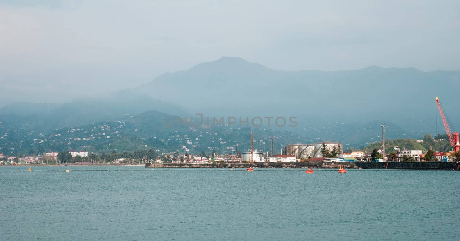 Sea port in evening, Batumi. Georgia