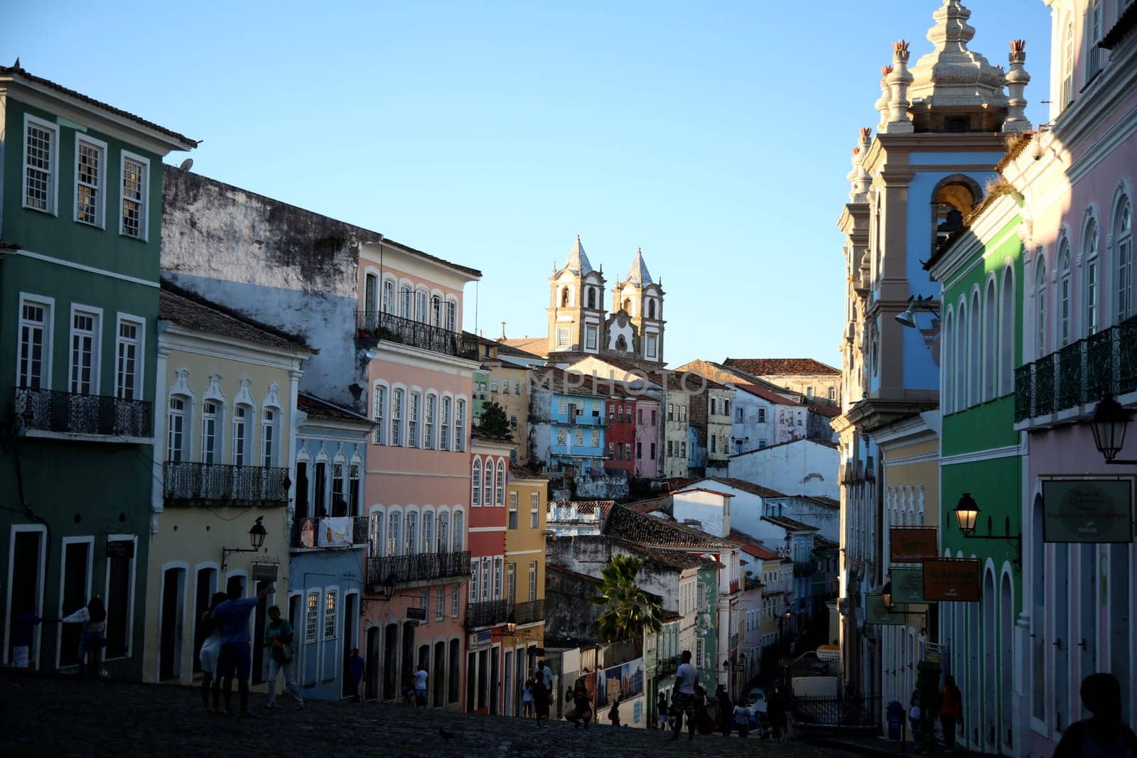 salvador, bahia / brazil - september 9, 2018: view of houses and churches in Pelourinho, historic center of the city of Salvador.