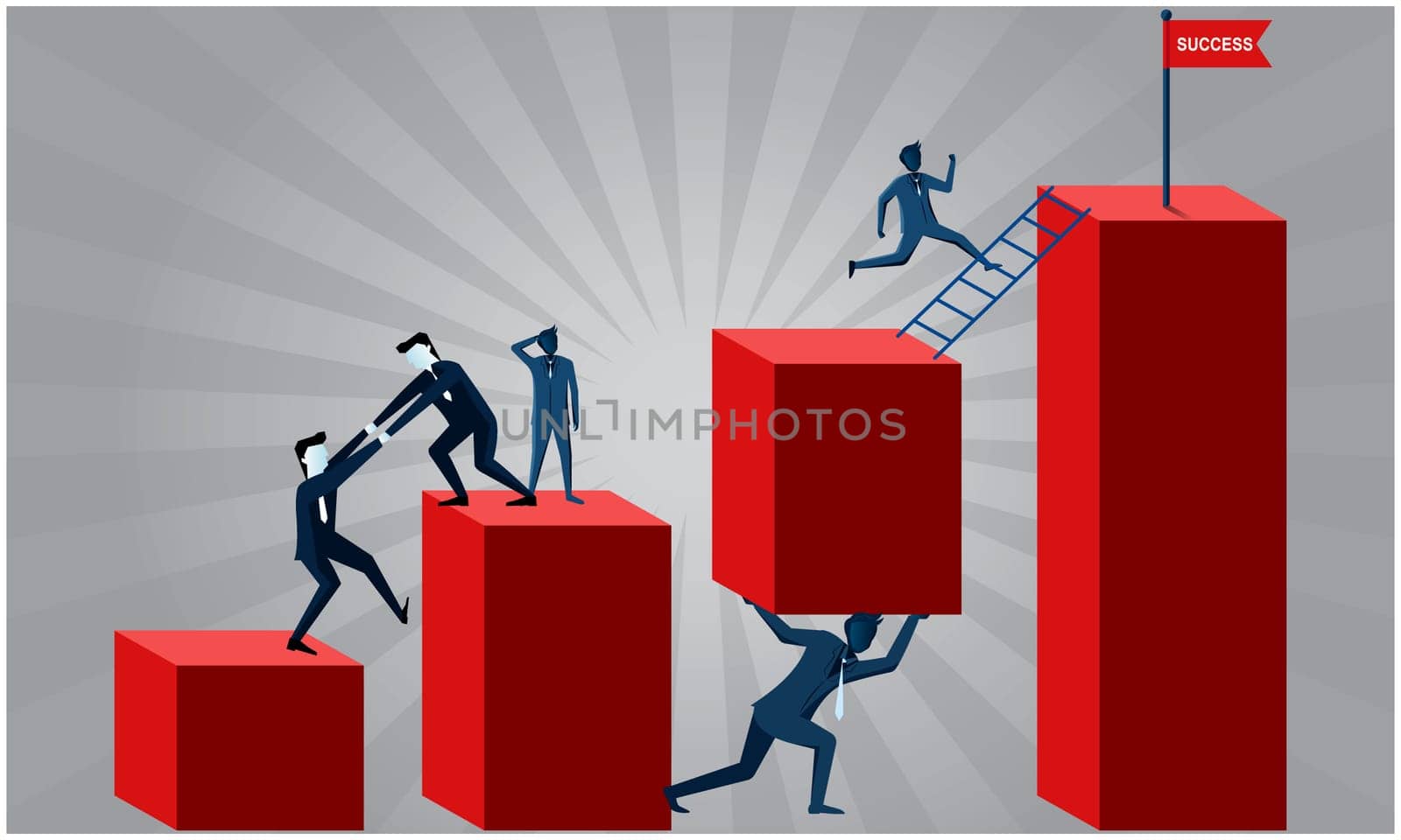 team helping each other to obtain success on abstract background