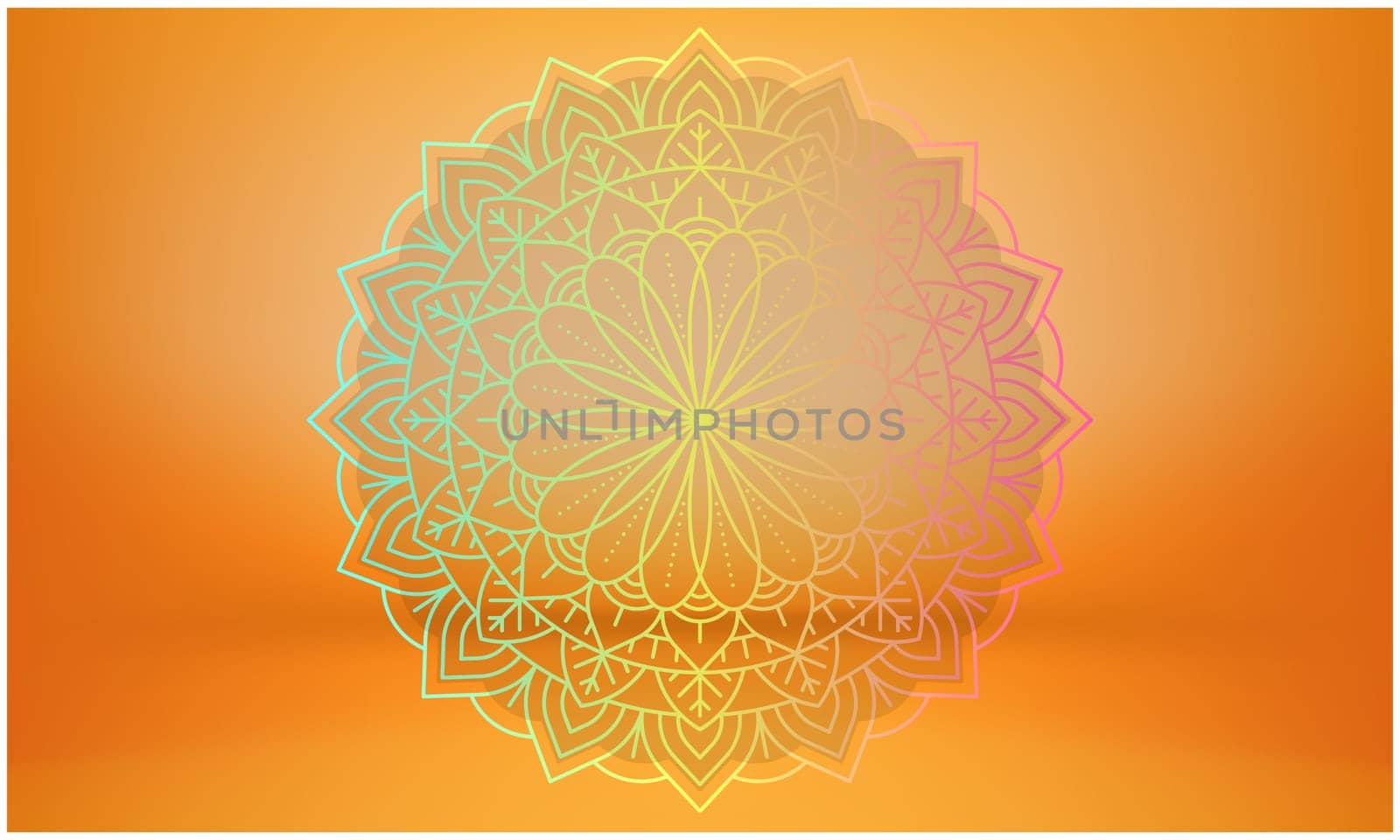 ornamental round lace pattern on abstract gold background