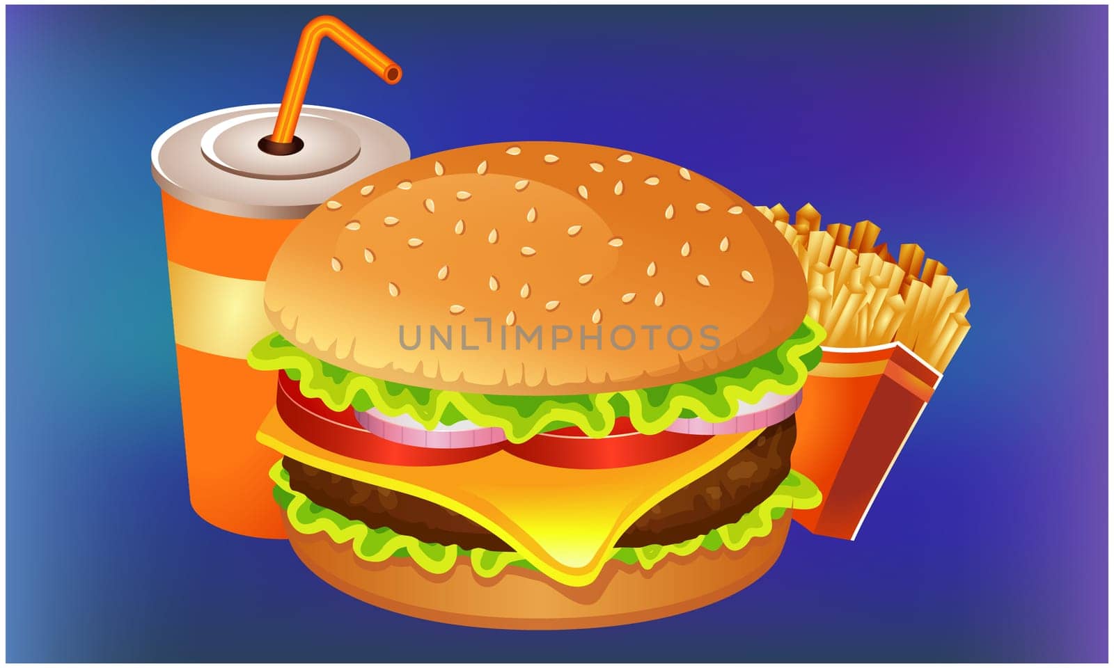 fast food snacks on dark abstract background