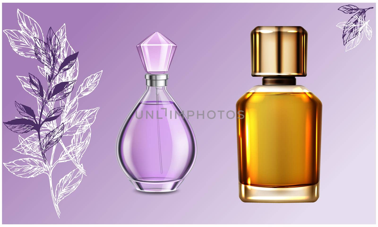 mock up illustration of couple perfume on abstract background