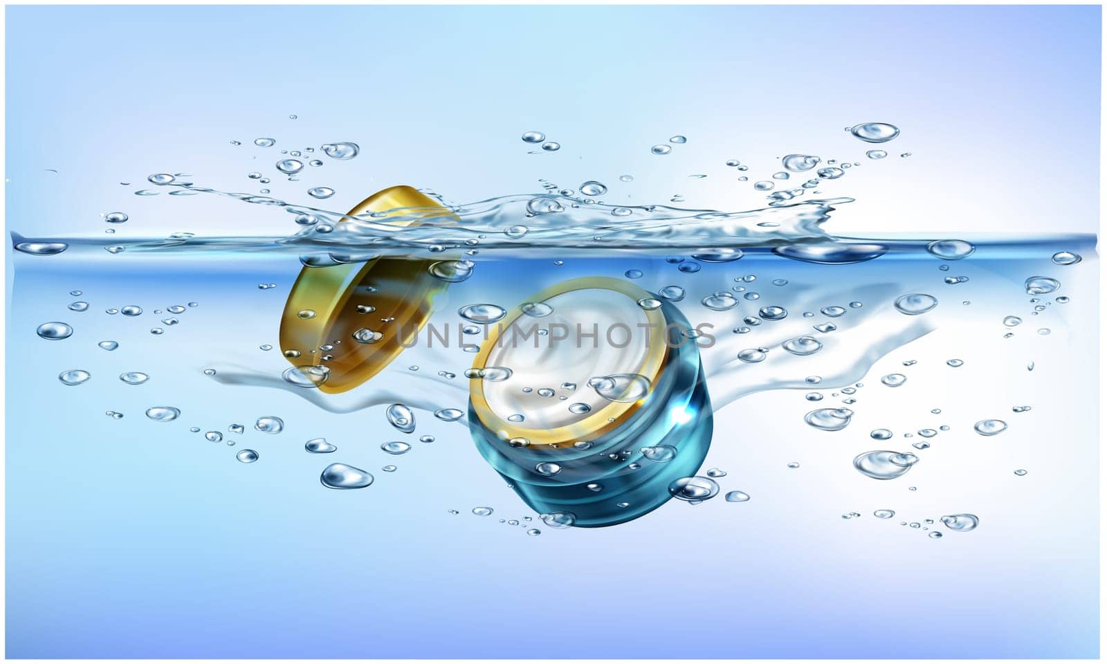 mock up illustration of moisturizer cream in deep water background