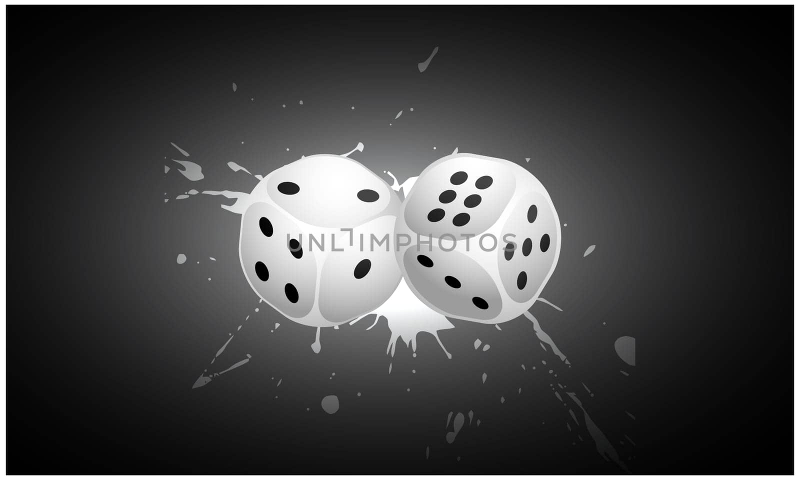 two dices on abstract dark background