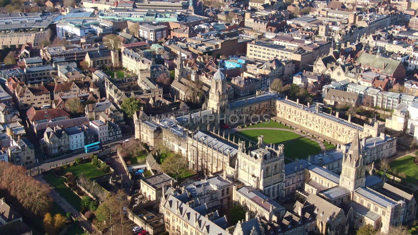 Christ Church University in Oxford from above - aerial view