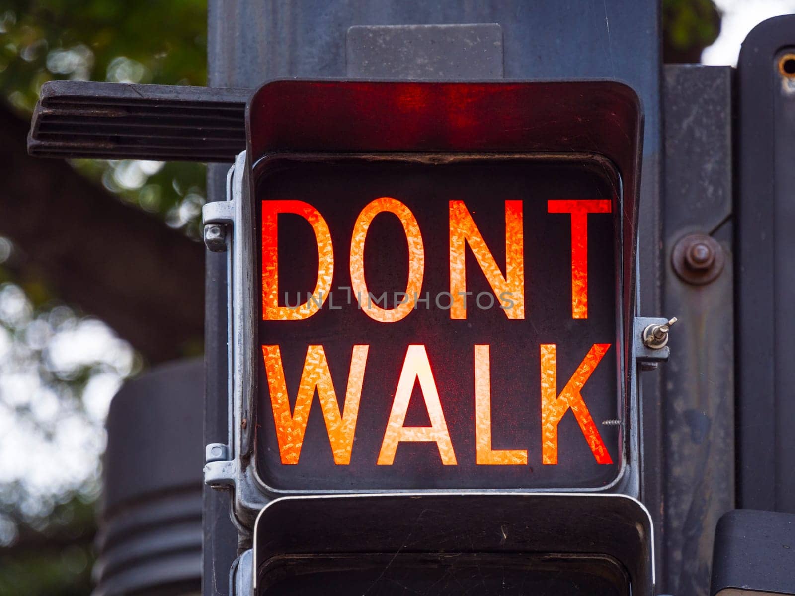 Walk - Dont Walk old traffic lights in Tulsa Downtown - USA 2017
