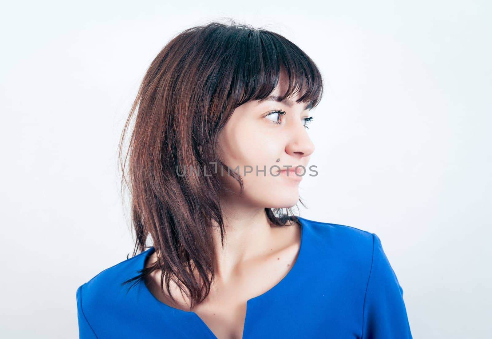 Casual pretty brunette girl closeup