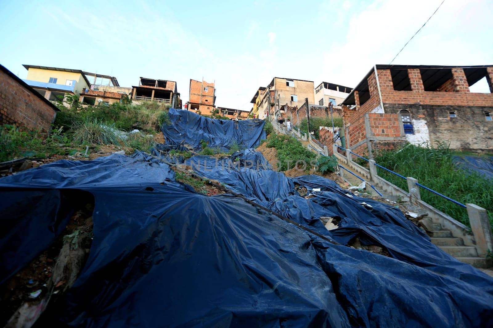 salvador, bahia / brazil - september 15, 2015: View of the hillside in the Morro do Marotinho community, in the Bom Jua neighborhood in the city of Salvador. On site 4 people died in a landslide.