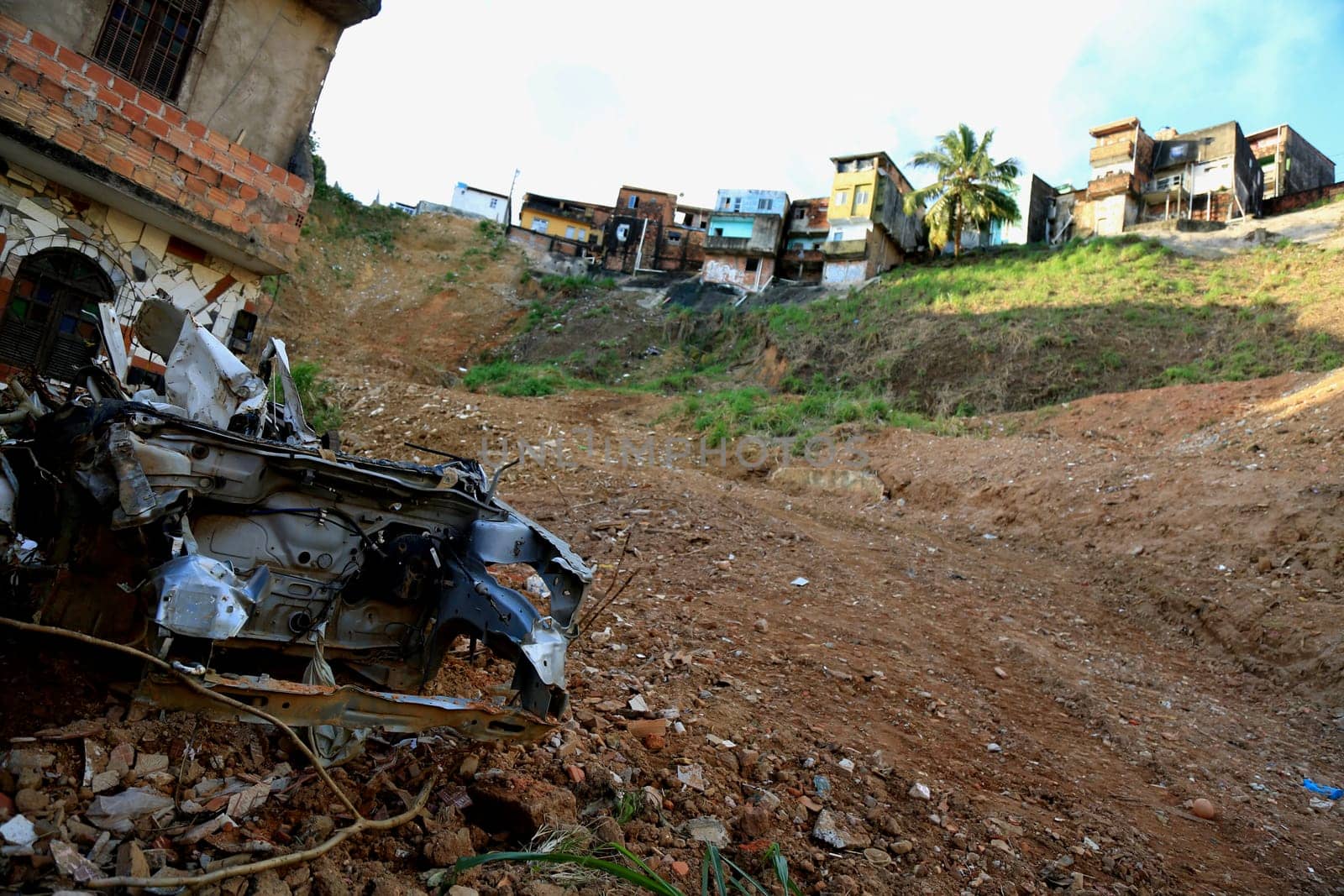 salvador, bahia / brazil - september 15, 2015: View of the slope on the hill of the community of Barro Branco in the city of Salvador. At the site 11 people died in a landslide.