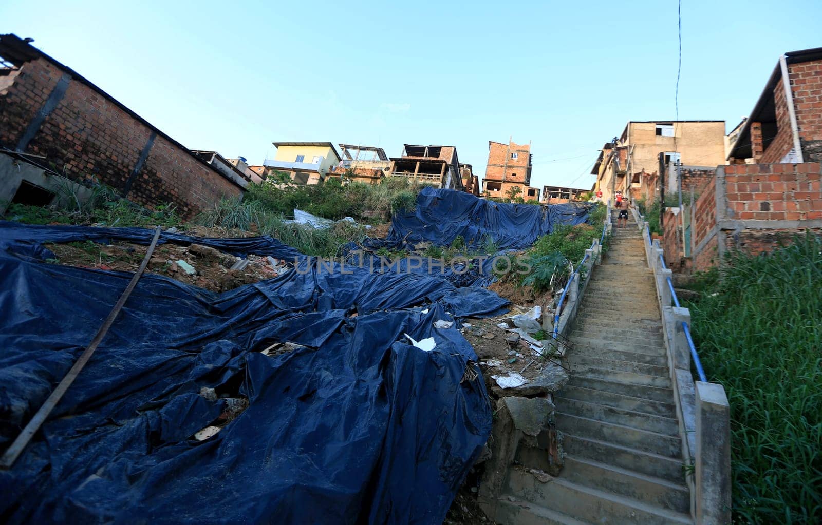 salvador, bahia / brazil - september 15, 2015: View of the hillside in the Morro do Marotinho community, in the Bom Jua neighborhood in the city of Salvador. On site 4 people died in a landslide.