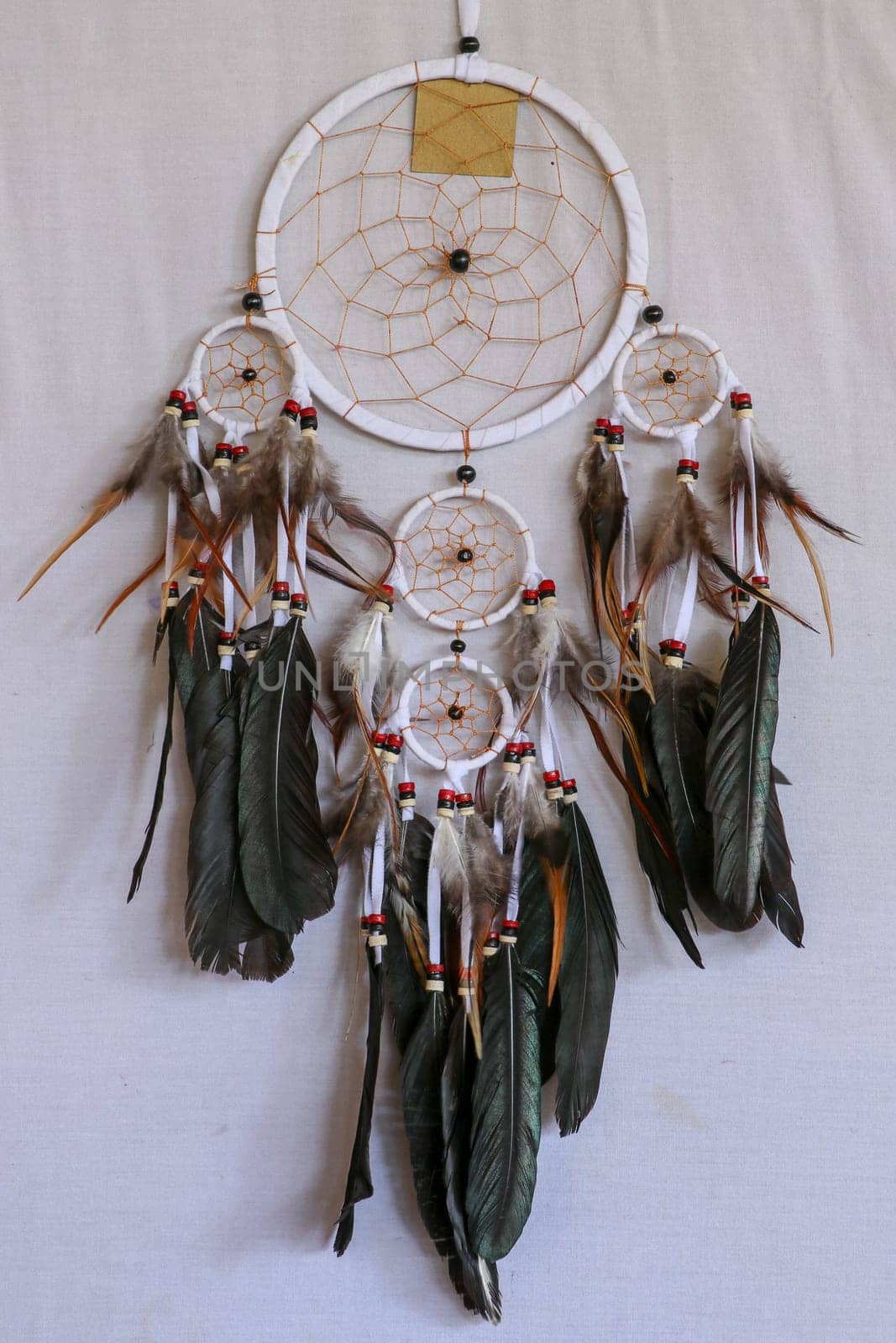 Real native dream catcher on pure white background.