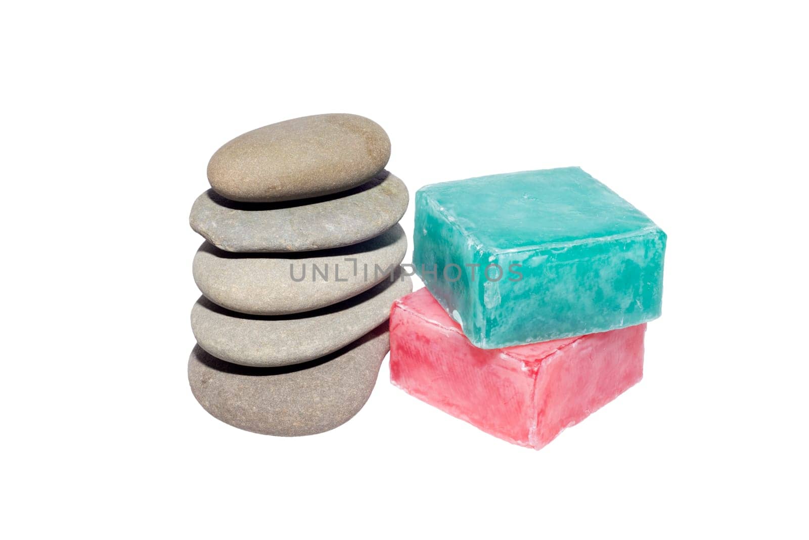 soaps off various shades with grey sone pebbles