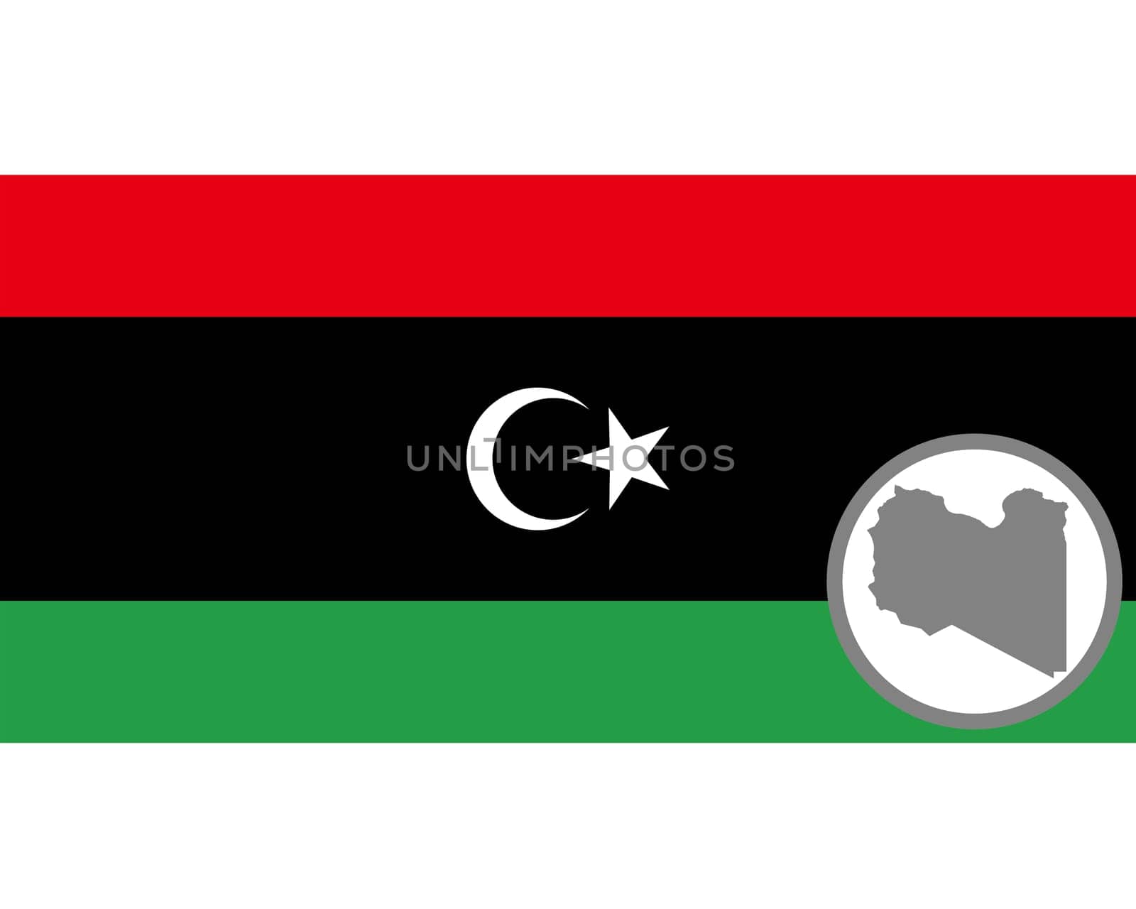Fahne und Landkarte von Libyen