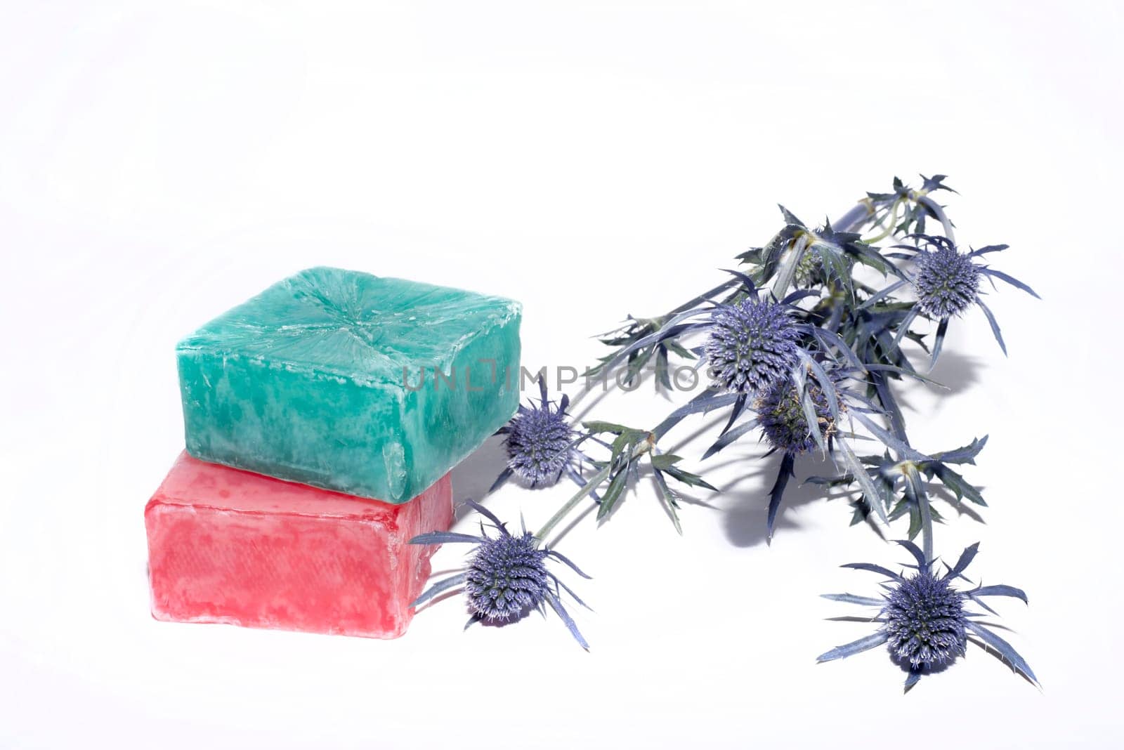 soaps off various shades with a beautiful lavender flower