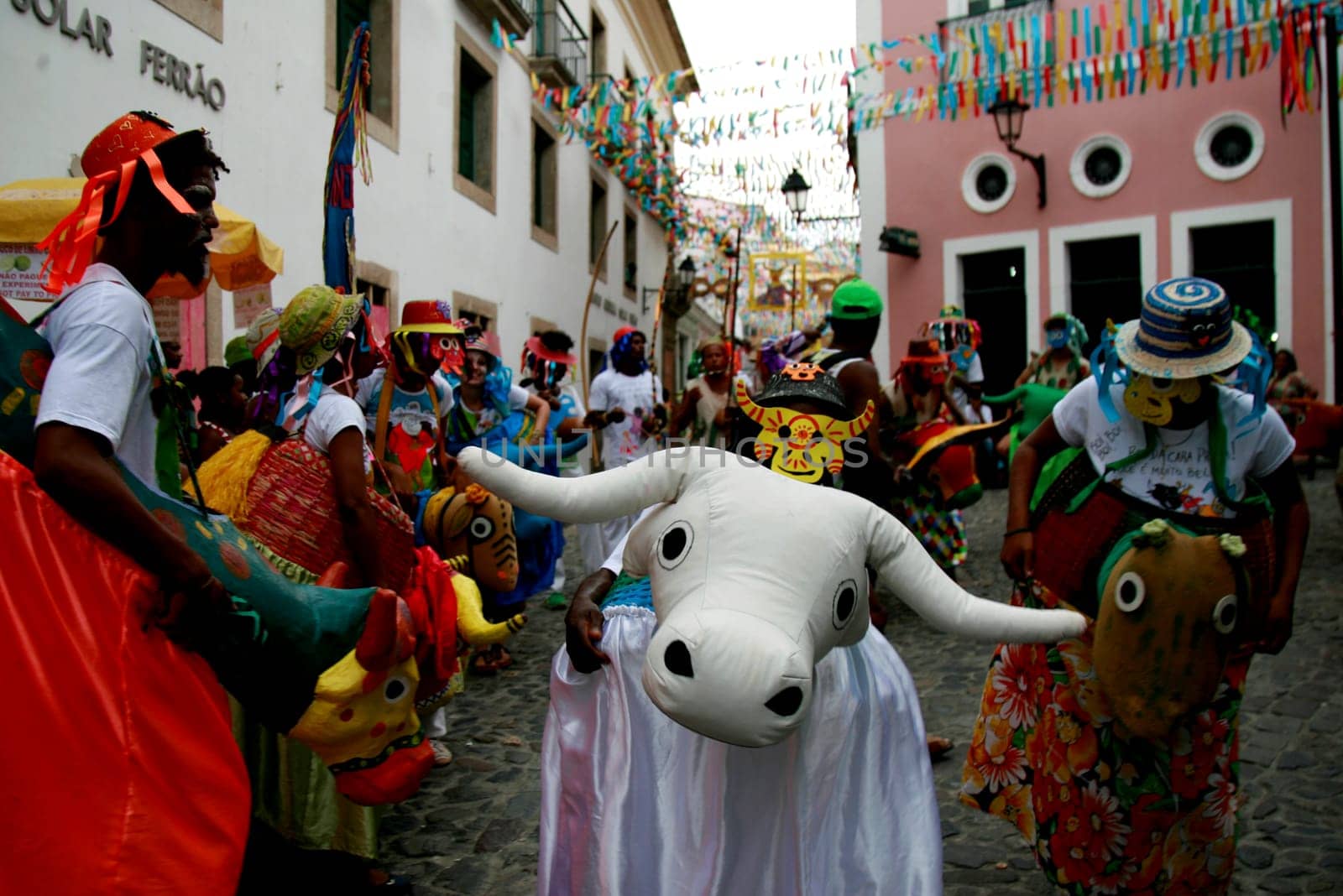 salvador, bahia / brazil - february 13, 2015: cultural demonstration and foclorica bumba meu boi is seen during the presentation in Pelourinho, during the carnival in the city of Salvador...