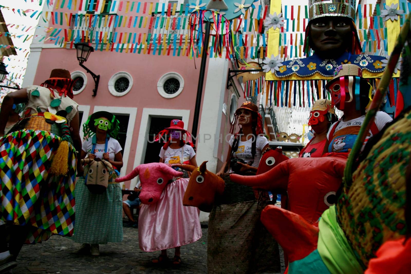 salvador, bahia / brazil - february 13, 2015: cultural demonstration and foclorica bumba meu boi is seen during the presentation in Pelourinho, during the carnival in the city of Salvador...
